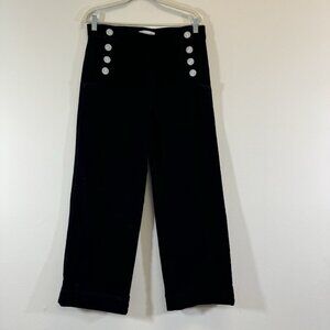 Loft Women’s Wide Leg Crop Jeans Size 29 High-Rise Black Button Details Stretch